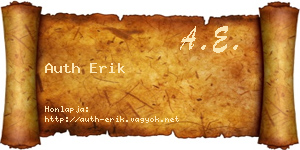 Auth Erik névjegykártya